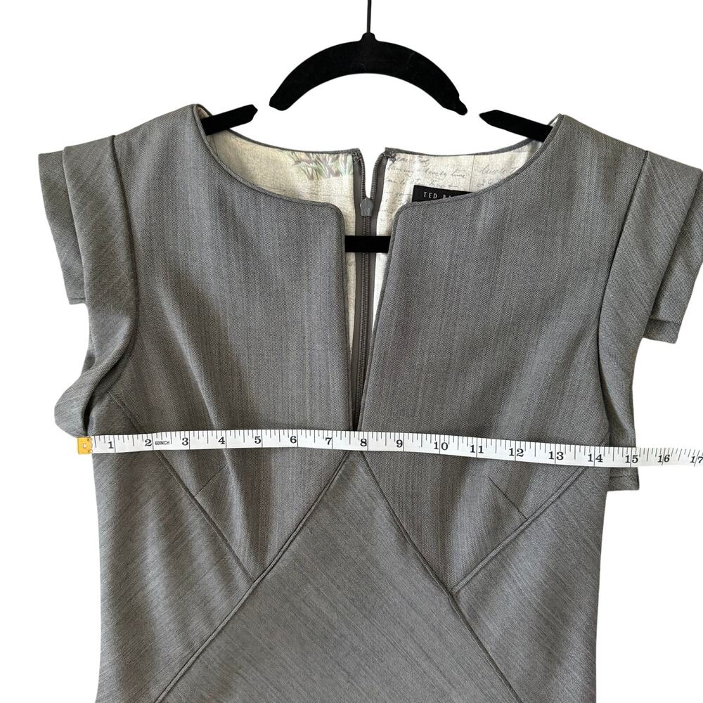 Ted Baker Structured Cap Sleeve V-Neck Dress or Wool Blend Sheath Dress sz 2 - Picture 8 of 10